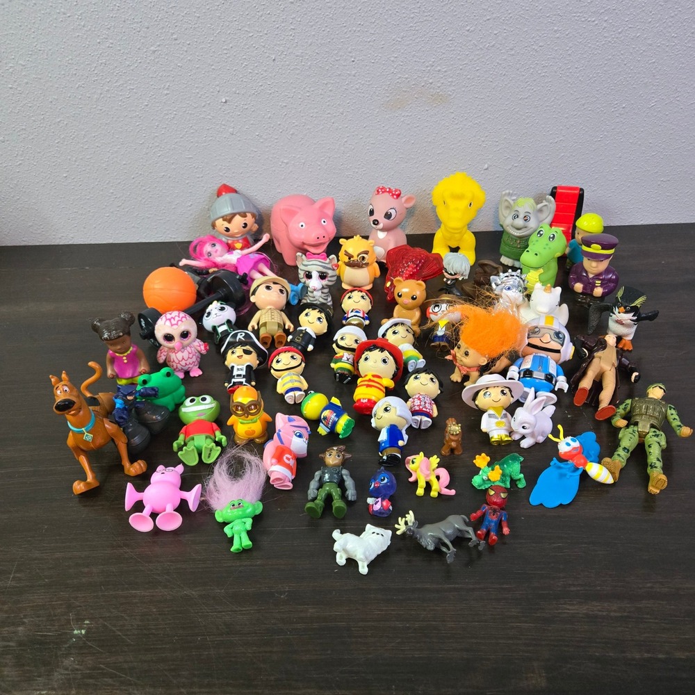 Mixed Toy Lot Ryans World Scooby Doo Spiderman Trolls Animal Figures 50pc+